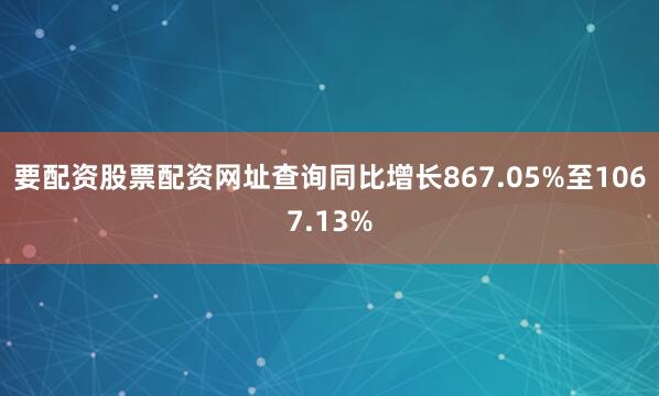 要配资股票配资网址查询同比增长867.05%至1067.13%